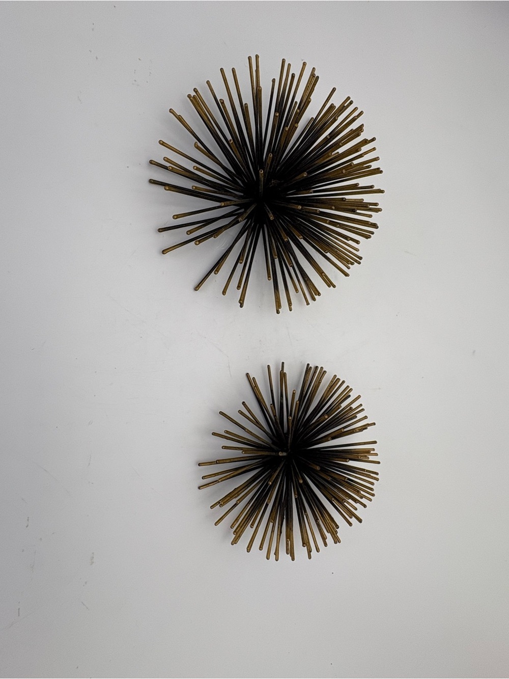 Mid-Century Modern Style Starburst/Sea Urchin Wall Hangings in Gold and Black